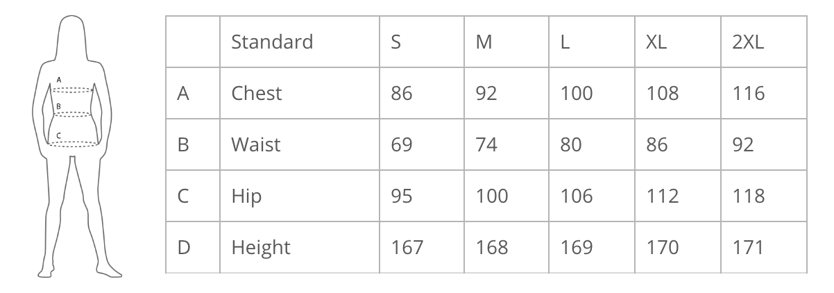 Womens T-shirt Size Guide
